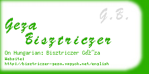 geza bisztriczer business card